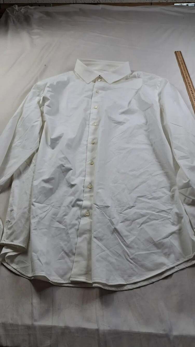 Bugatchi OoohCotton Tech Dress Shirt XXL White Long Sleeve Button Front